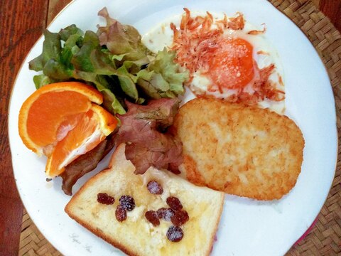 母の日の朝食にワンプレート目玉焼き